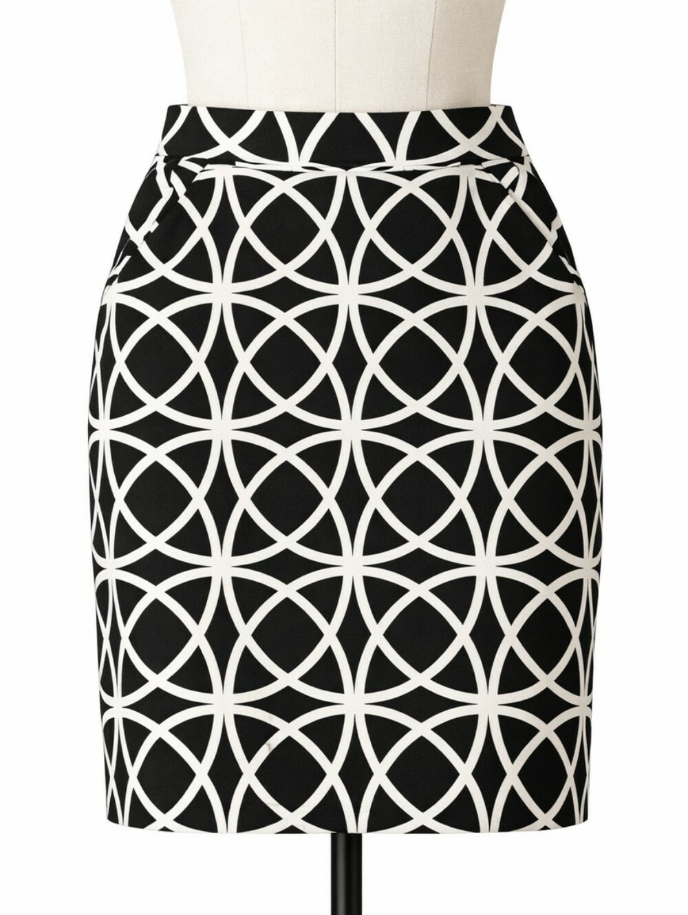 Adrienne Vittadini Geometric Black White Pencil Skirt • Pockets Classic SIZE 8